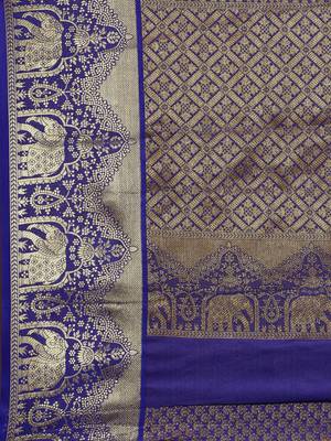 Rani pink woven silk saree with blouse 4
