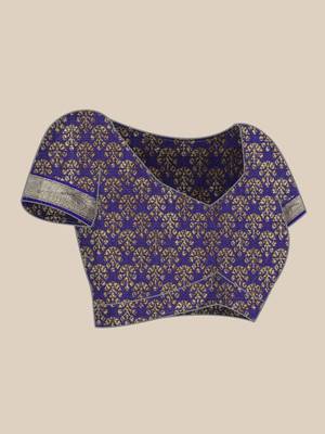 Rani pink woven silk saree with blouse 5