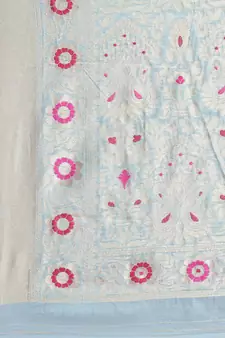Sky Blue Woven silk blend Blend Saree With Blouse