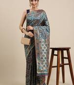 Green Woven silk blend Blend Saree With Blouse