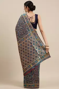 Green Woven silk blend Blend Saree With Blouse