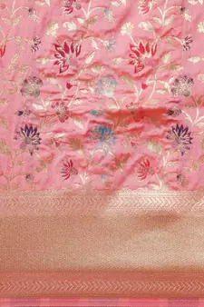 Peach Woven silk blend Saree With Blouse