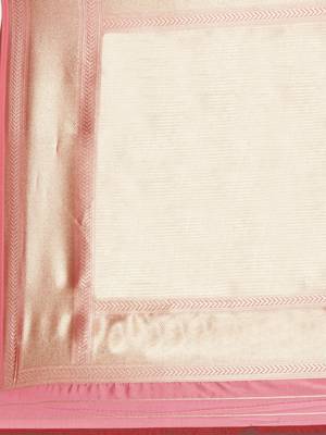 Peach Woven silk blend Saree With Blouse 4
