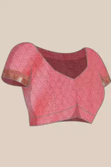 Peach Woven silk blend Saree With Blouse