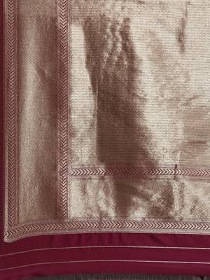 Wine Woven silk blend Saree With Blouse 4