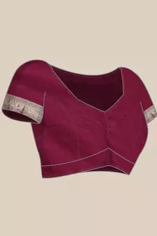 Wine Woven silk blend Saree With Blouse