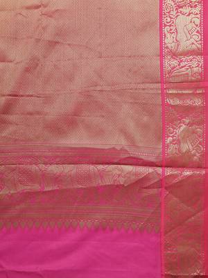 Navy Blue Woven silk blend Saree With Blouse 4
