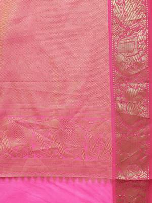 Sea green woven silk saree with blouse 4