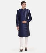 Navy Blue Silk Sherwani