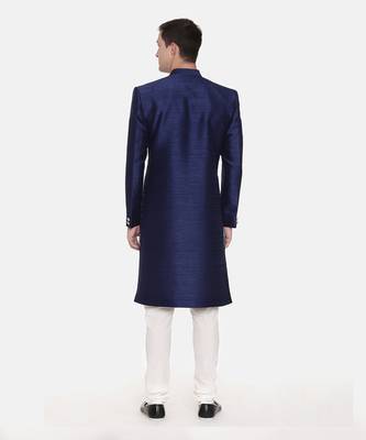 Navy Blue Silk Sherwani 5