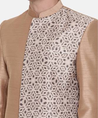 Gold Silk Printed Sherwani 2