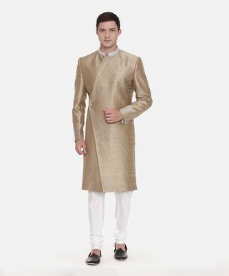 Gold Silk Embroidered Sherwani 1