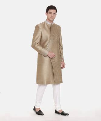 Gold Silk Embroidered Sherwani 4
