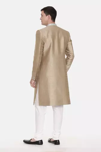 Gold Silk Embroidered Sherwani