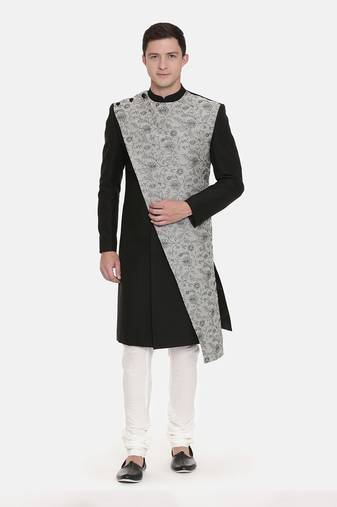 Silk/Chanderi Embroidered Sherwani
