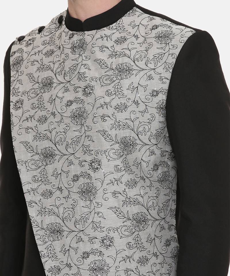 Silk/Chanderi Embroidered Sherwani