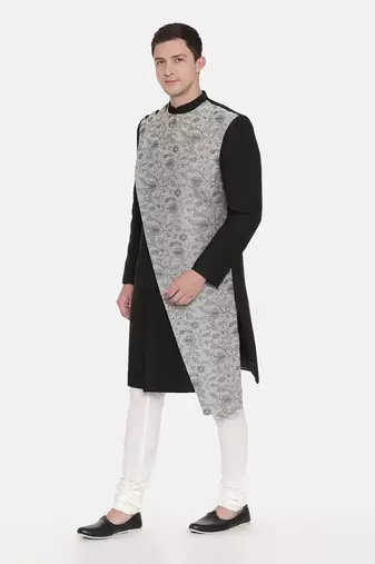 Silk/Chanderi Embroidered Sherwani