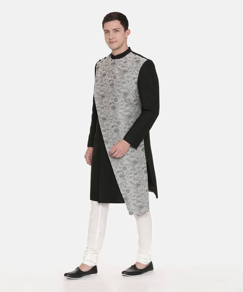 Silk/Chanderi Embroidered Sherwani