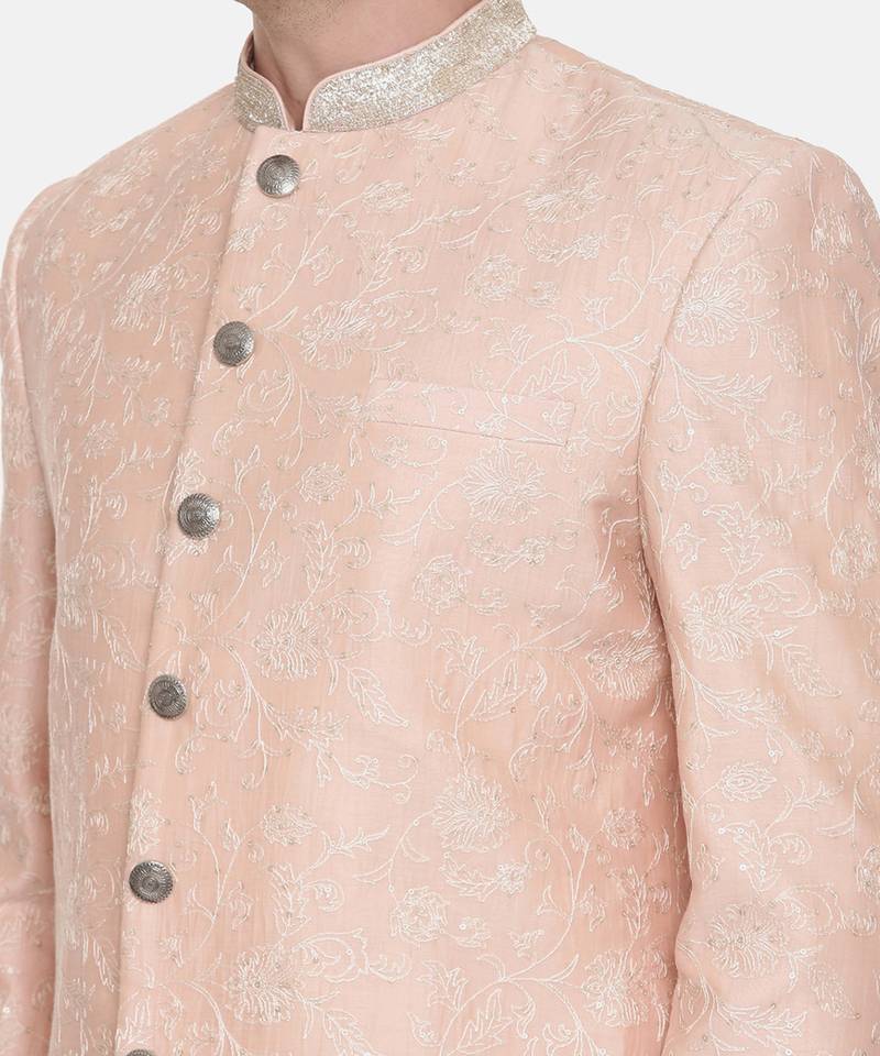 Pink Chanderi Embroidred Sherwani