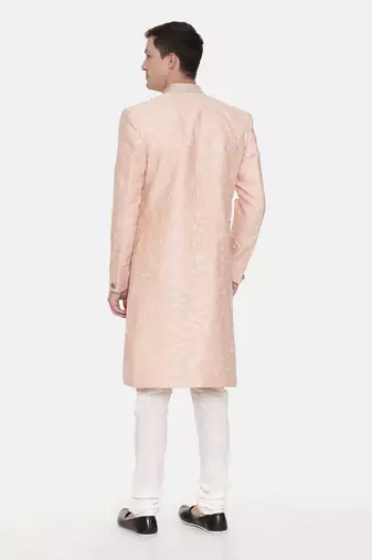 Pink Chanderi Embroidred Sherwani