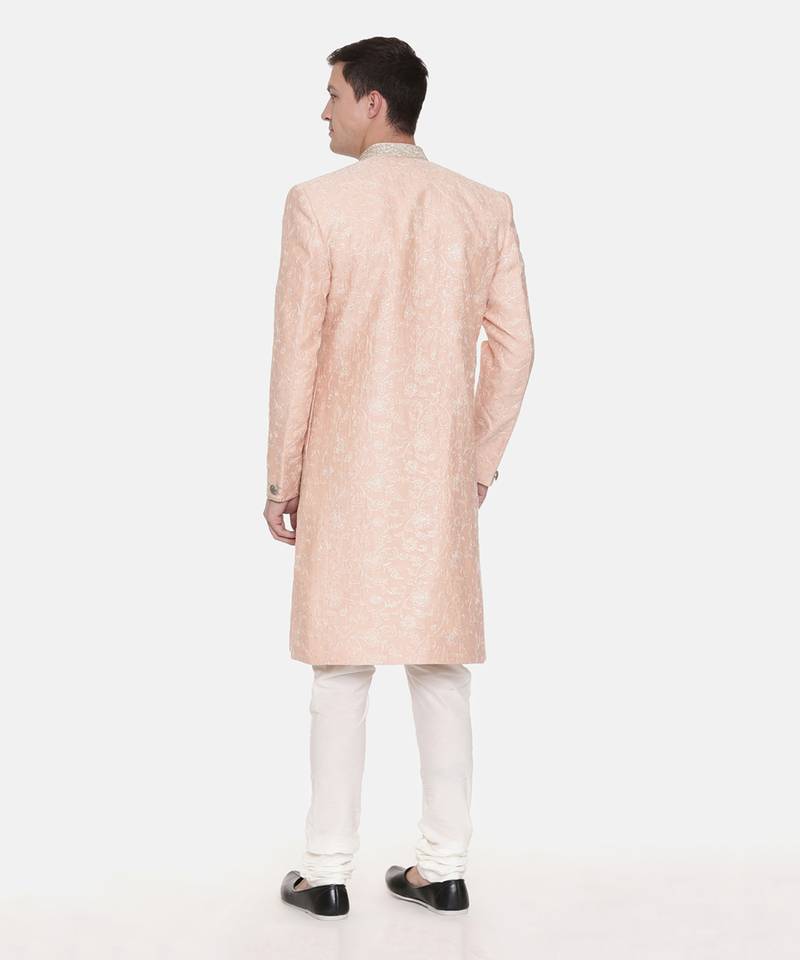 Pink Chanderi Embroidred Sherwani