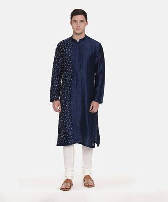 Blue Silk Embroidered Kurta Set 1