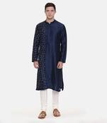 Blue Silk Embroidered Kurta Set