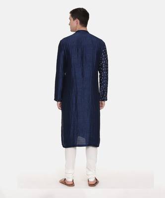 Blue Silk Embroidered Kurta Set 5