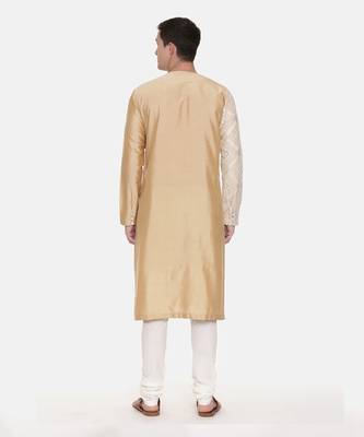 Silk Embroidered Gold Kurta Set 5