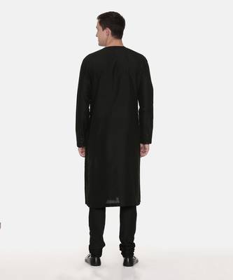 Silk Black Grey Tie Up Kurta 4
