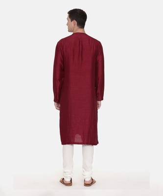 Wine Silk Slub Kurta Set 5