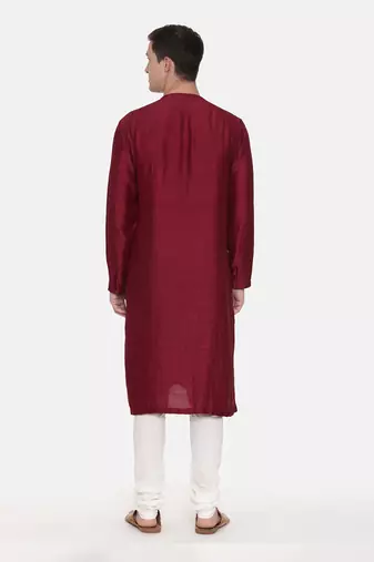 Wine Silk Slub Kurta Set