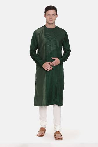 Green Silk Chanderi Kurta Set