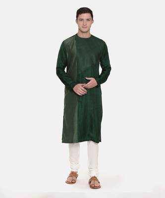 Green Silk Chanderi Kurta Set 1