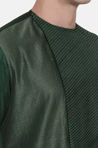 Green Silk Chanderi Kurta Set