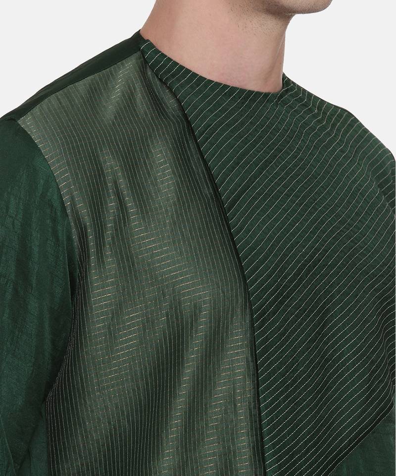Green Silk Chanderi Kurta Set