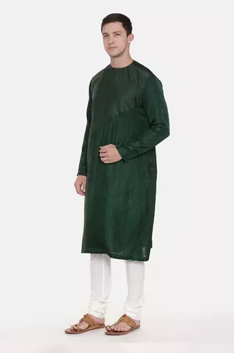 Green Silk Chanderi Kurta Set