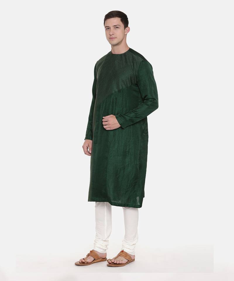 Green Silk Chanderi Kurta Set