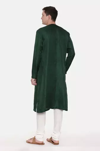 Green Silk Chanderi Kurta Set