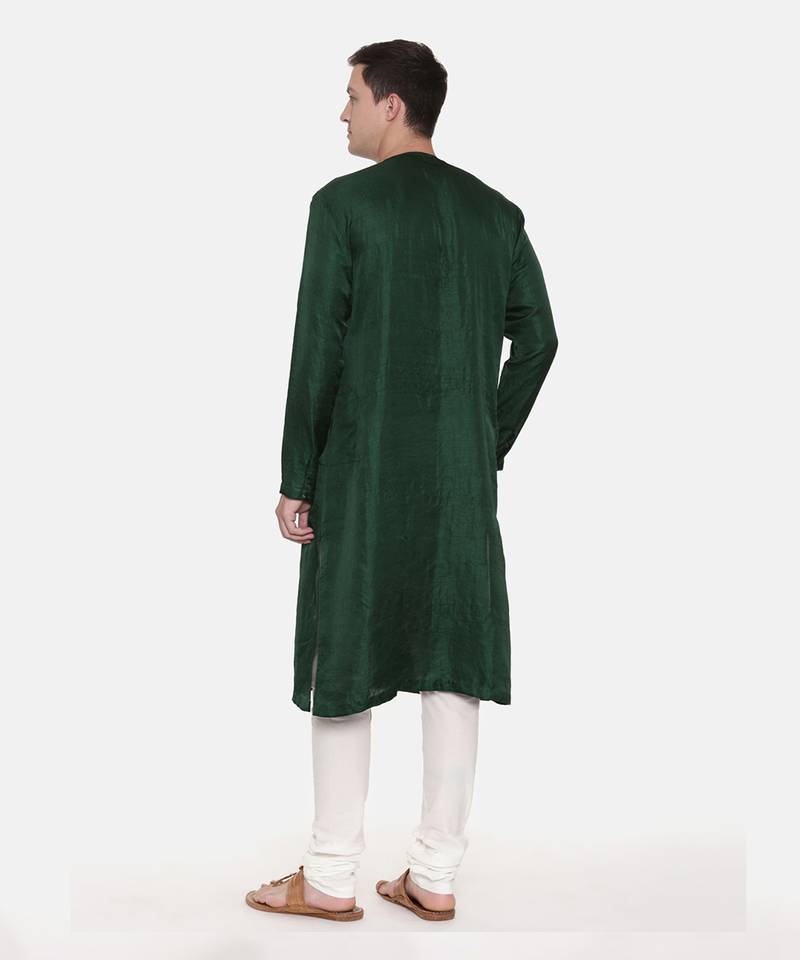 Green Silk Chanderi Kurta Set
