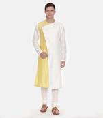 Silk Yellow Ivory Tie Up Kurta