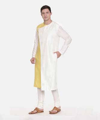 Silk Yellow Ivory Tie Up Kurta 3