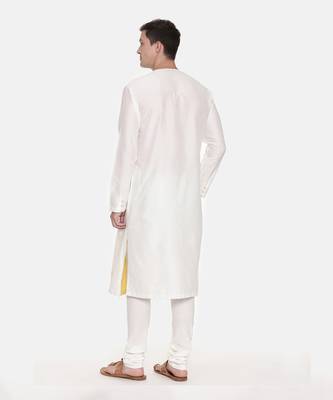 Silk Yellow Ivory Tie Up Kurta 5