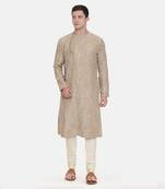 Brown Chanderi Embroidred Kurta Set
