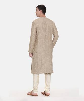 Brown Chanderi Embroidred Kurta Set 5