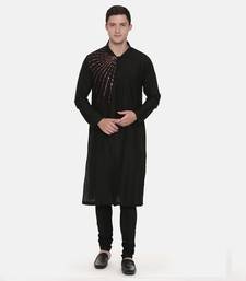 Silk Black Embroidred Kurta Set