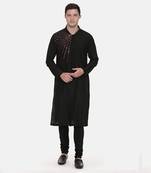 Silk Black Embroidred Kurta Set