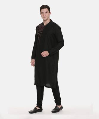 Silk Black Embroidred Kurta Set 3