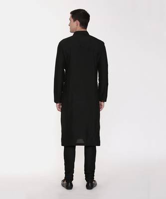 Silk Black Embroidred Kurta Set 5