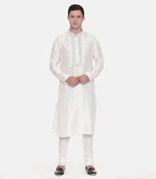 Ivory Silk Embroidered Kurta Set